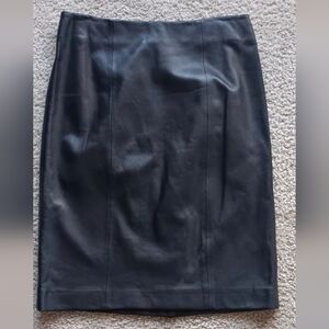 TALBOTS Genuine SOFT LEATHER MIDI SKIRT SIZE 4 BLACK Classic Pencil Skirt